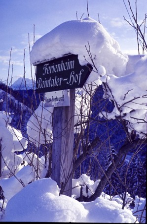 Das Hinweisschild zum Reintaler-Hof