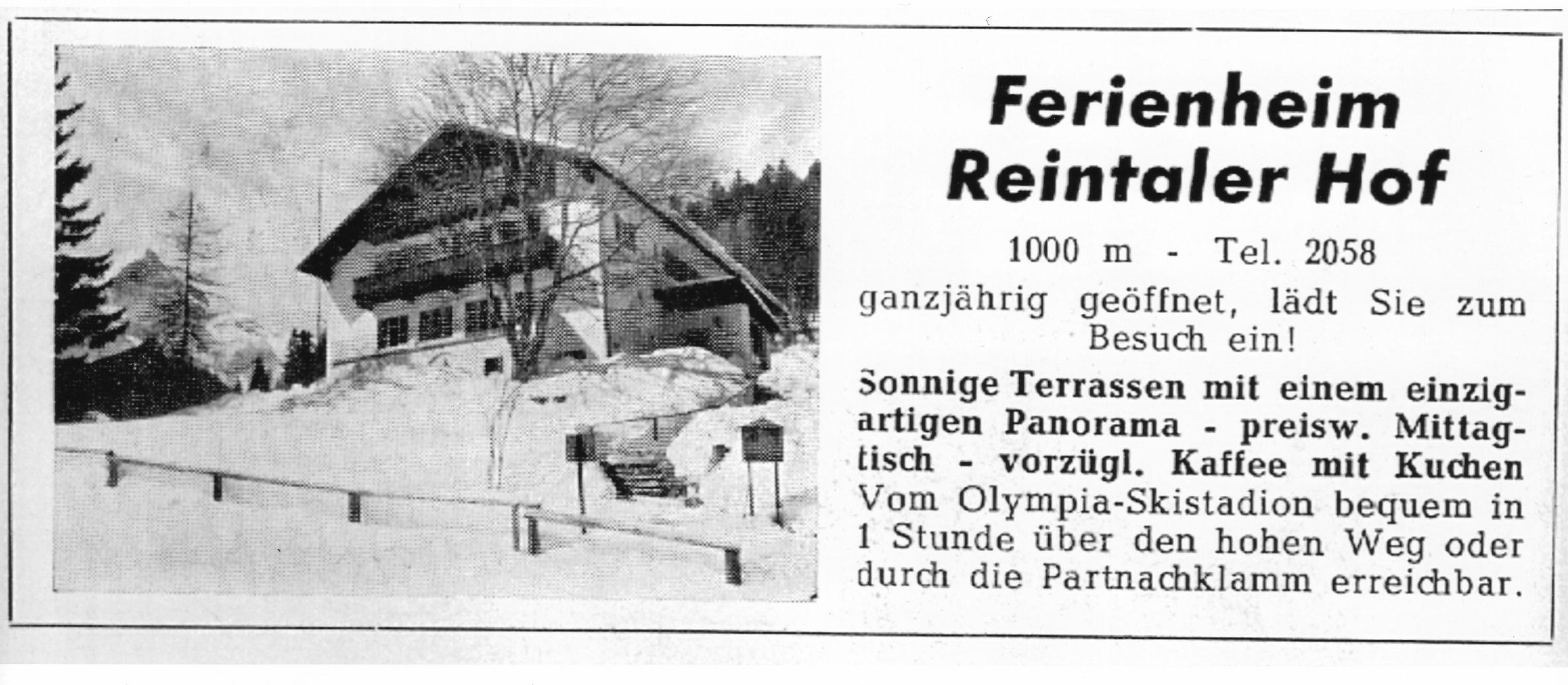 Die Anzeige des Reintalerhofs