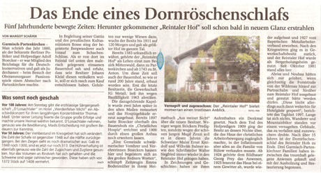 Der Reintalerhof wechselt die Besitzer